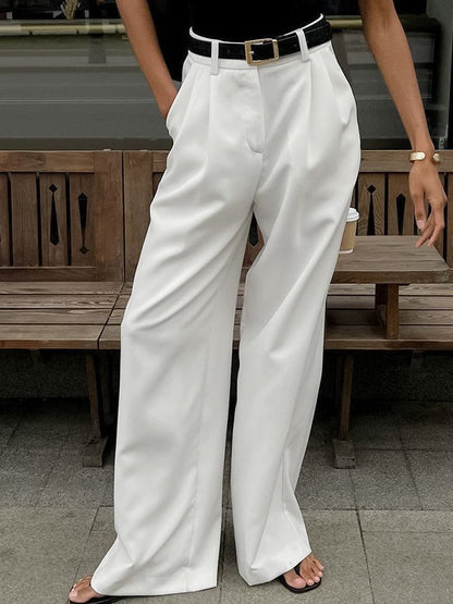 Women's High Waist White Wide Leg Pants Casual Chic