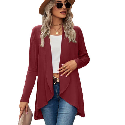 Women's Open Front Long Sleeve Solid Cardigan Sweater