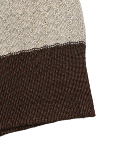 Striped V Neck Knit Sweater Slim Fit Pointelle Pullover