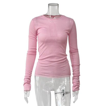 Women's Fitted Sheer Long Sleeve Layering Top