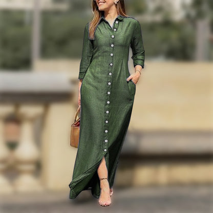 Women's Leopard Maxi Shirt Dress Long Sleeve Plus Size
