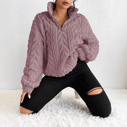 Women's Textured Half Zip Sherpa Fleece Pullover