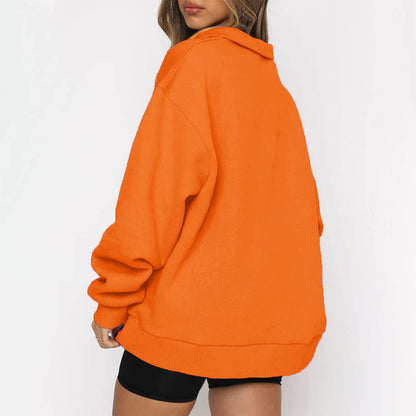 Oversized Half Zip Fleece Pullover Sweatshirt with Pocket