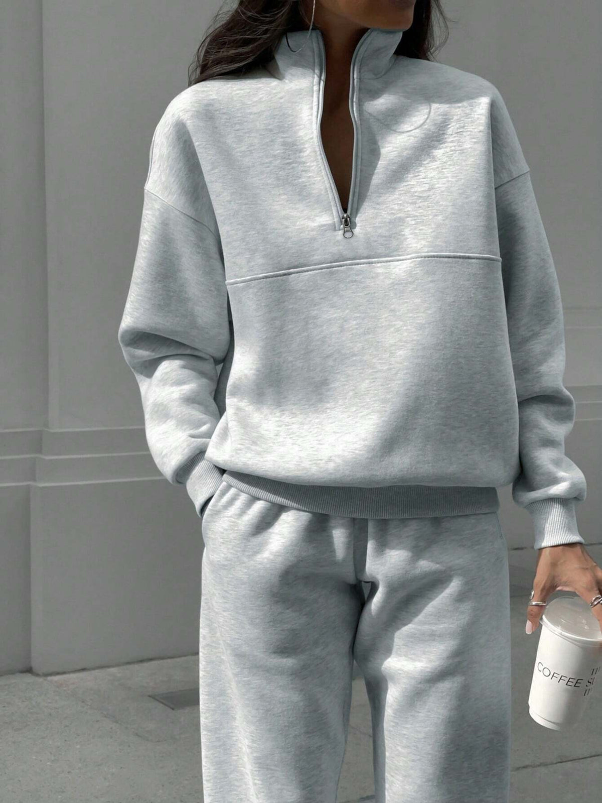Women's Old Money Half Zip Sweatshirt Jogger Set