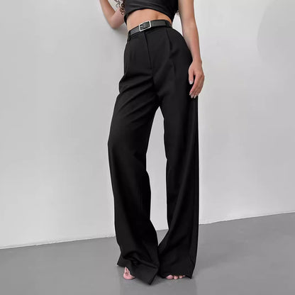 Women's High Waist Pleated Straight Leg Tailored Pants