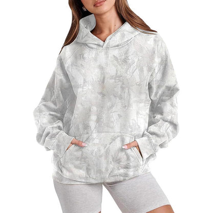 Women's Oversized Nature Print Hoodie Pullover