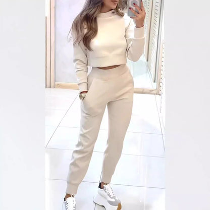 Women's Slim Fit Mock Neck Sweatsuit Jogger Set