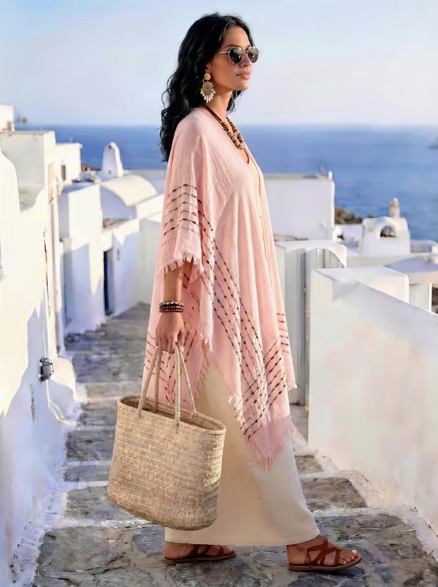 Fringe Kimono Cover Up Resort Lightweight Cardigan