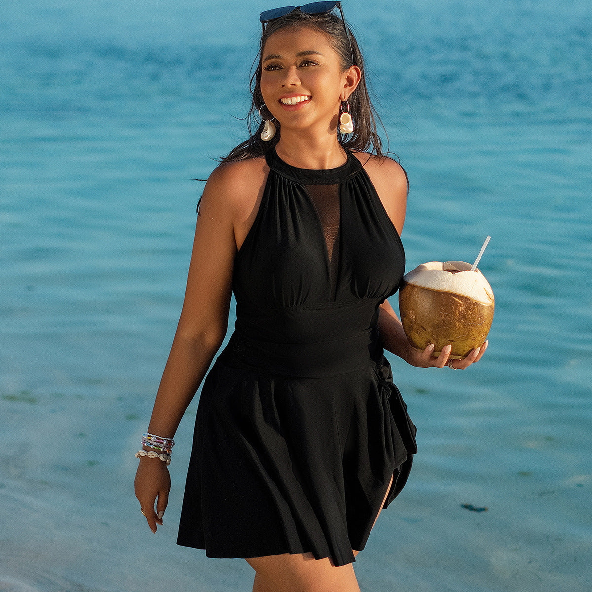 Plus Size Women’s Swimsuit - Stylish, Sexy One-Piece Dress