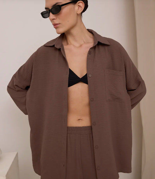 Women's Cardigan Wide Leg Pants Two Piece Lounge Set