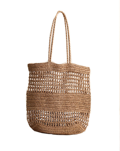Embroidered Straw Tote Bag Beach Shoulder Bag Women
