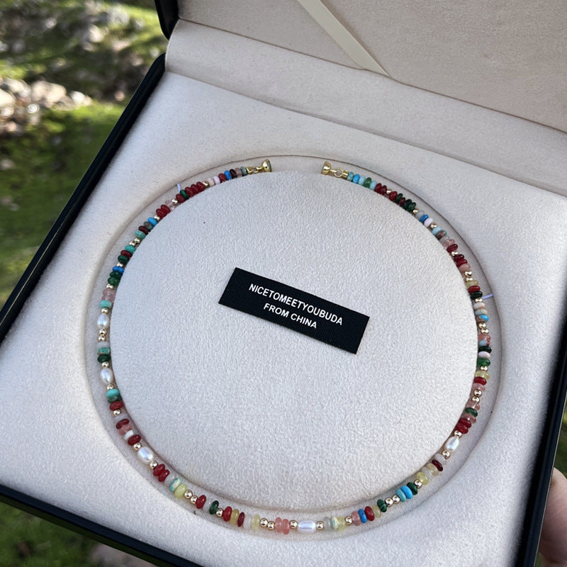 Multicolor Beaded Freshwater Pearl Necklace