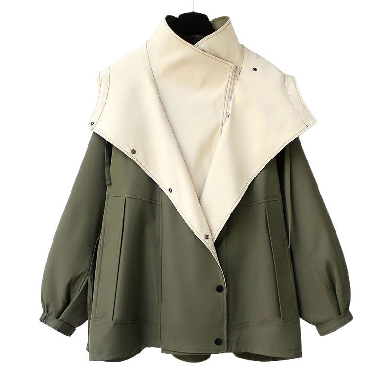 Women's Oversized Colorblock Hooded Zip Up Jacket