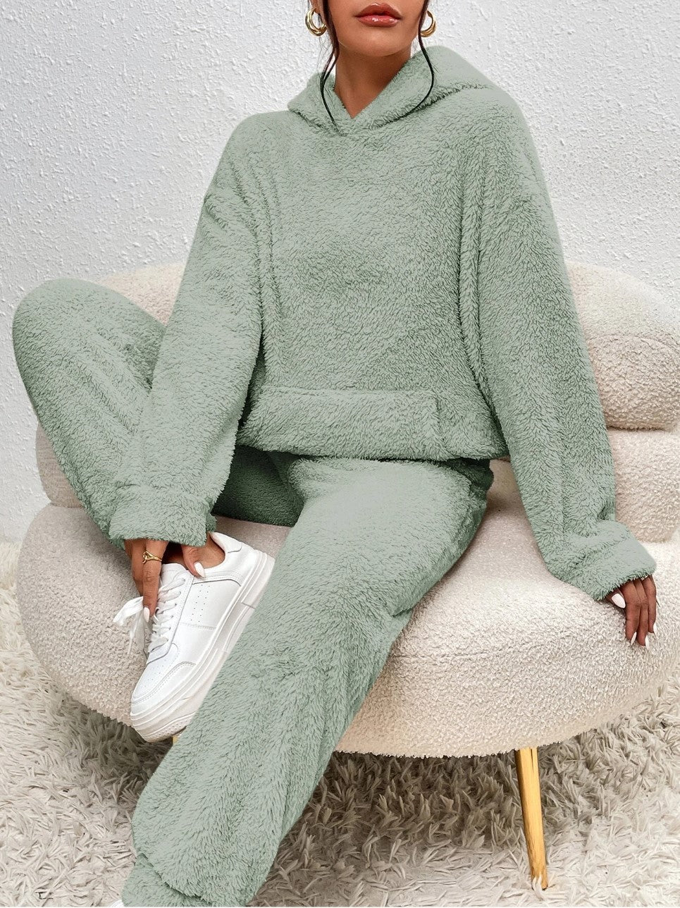 Women's Sherpa Hoodie Jogger Lounge Set