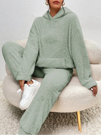 Women's Sherpa Hoodie Jogger Lounge Set