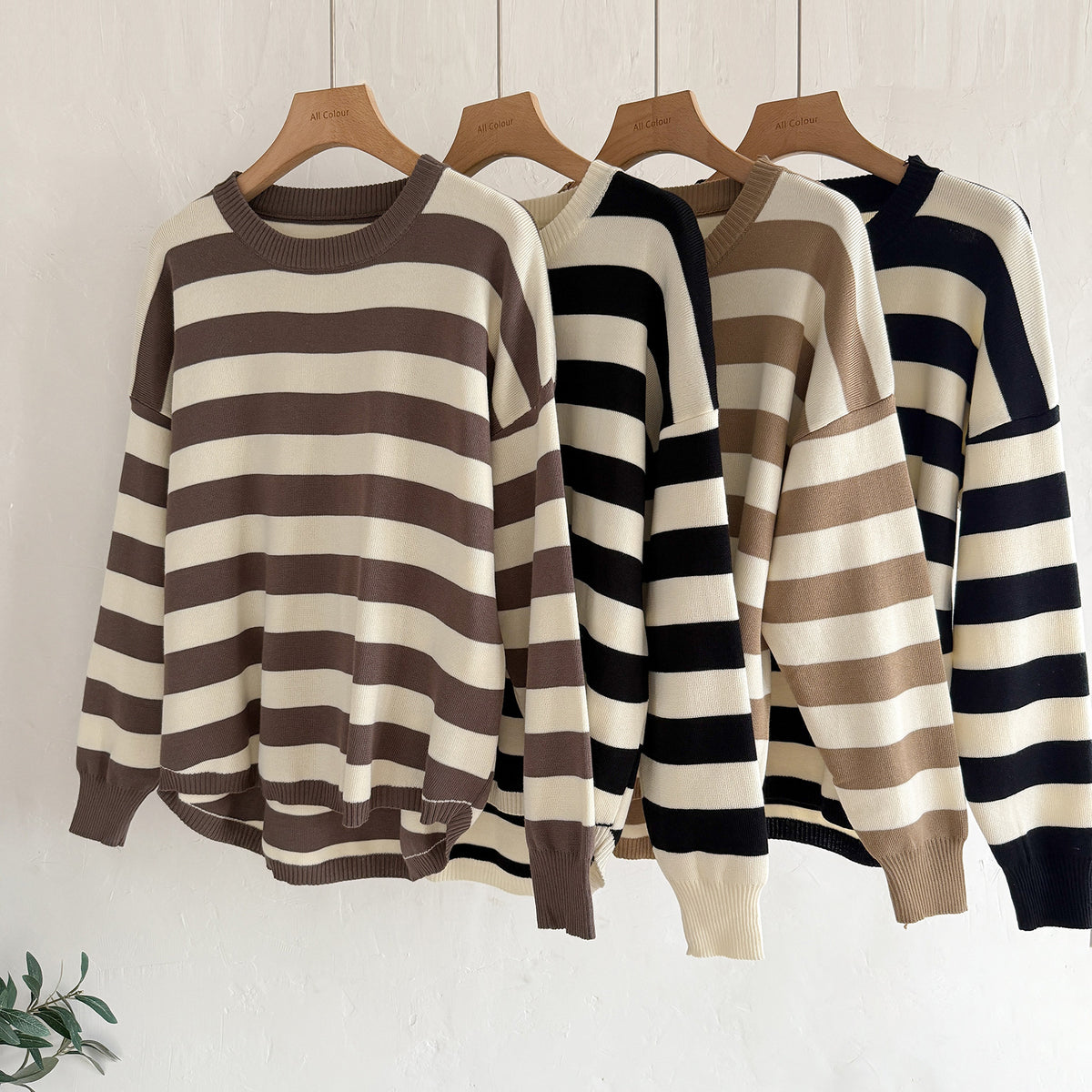 Striped Sweater & Midi Skirt Knit Matching Set