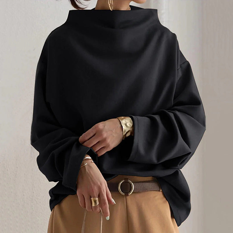 Womens Oversized Mock Neck Pullover Sweatshirt Long Sleeve