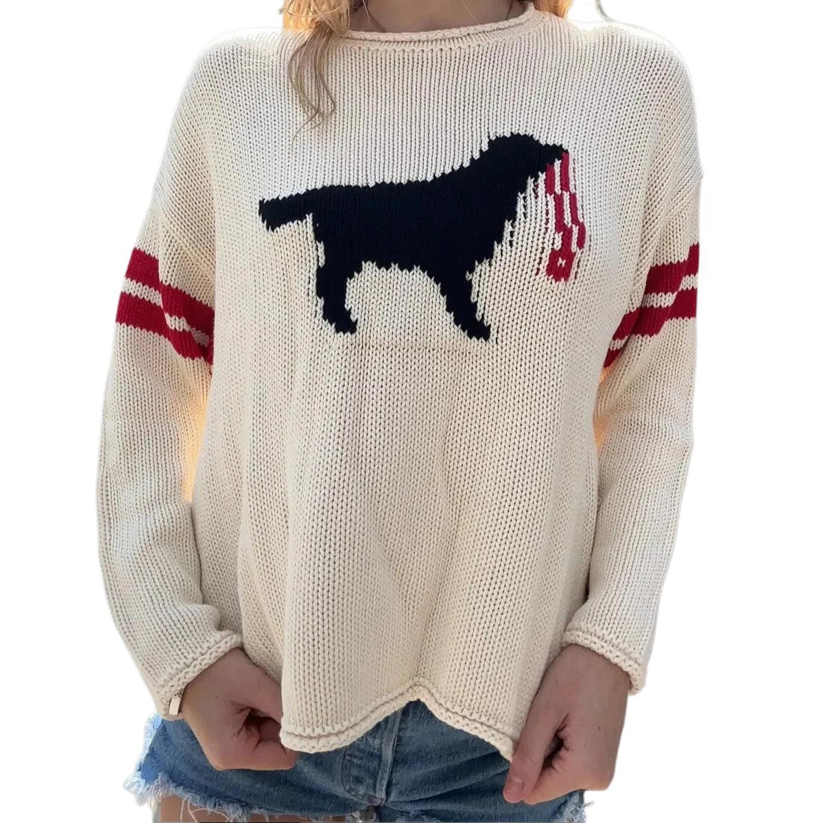 Women's Dog Graphic Crewneck Knit Sweater