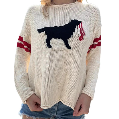 Women's Dog Graphic Crewneck Knit Sweater