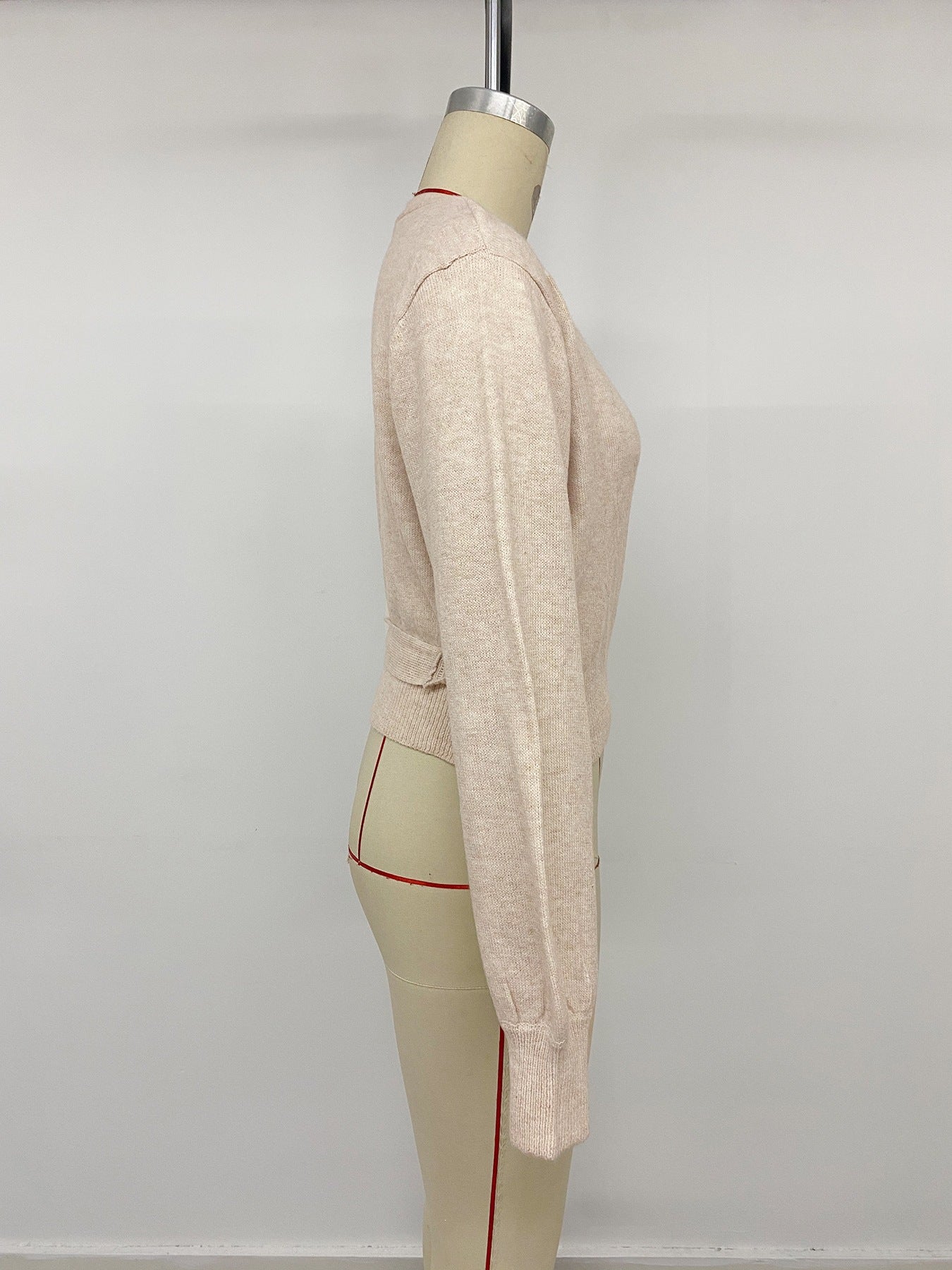 Women's V-Neck Wrap Tie Waist Cropped Sweater