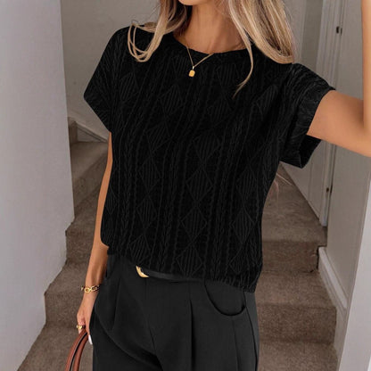 Women’s Textured Jacquard Short Sleeve Casual Tee