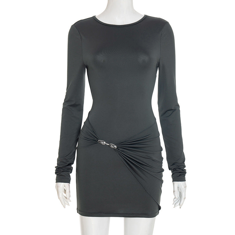 Women's Long Sleeve Crew Neck Bodycon Mini Dress