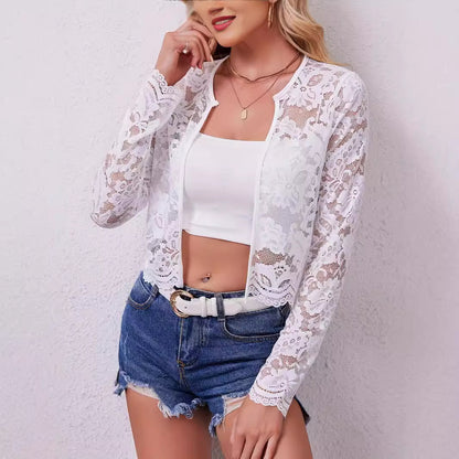 Women's Long-Sleeve Lace Cardigan Jacket Top