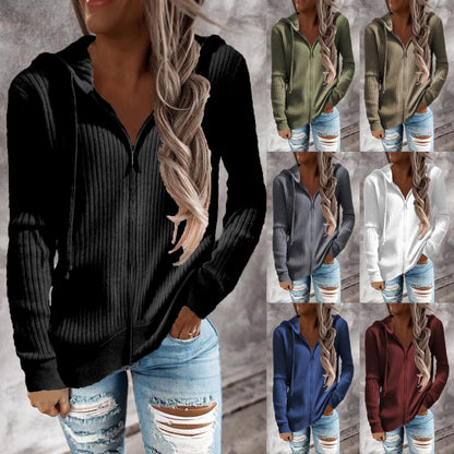 Women's Oversized Zip Up Hooded Knit Cardigan