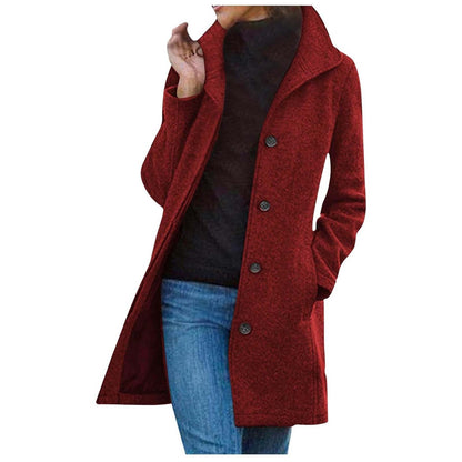Women's Wool Blend Single Breasted Mid-Length Winter Coat