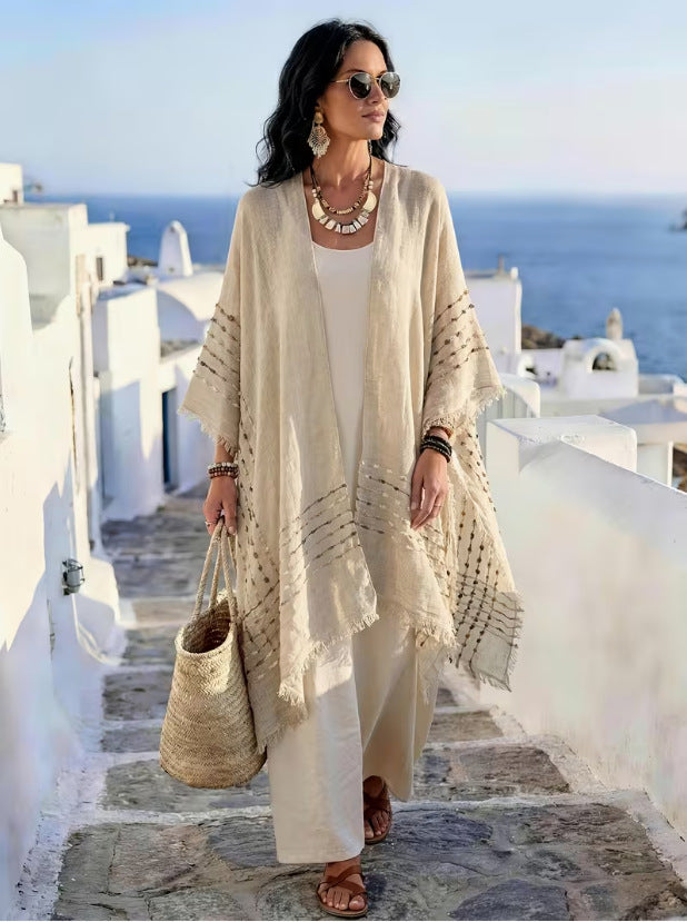 Fringe Kimono Cover Up Resort Lightweight Cardigan