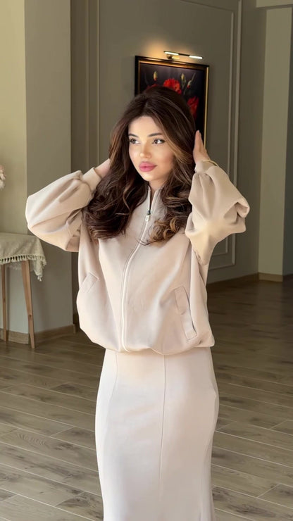 Elegant Two Piece Jacket Maxi Skirt Set