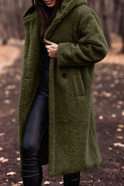Women's Hooded Long Teddy Coat Winter Fleece Jacket