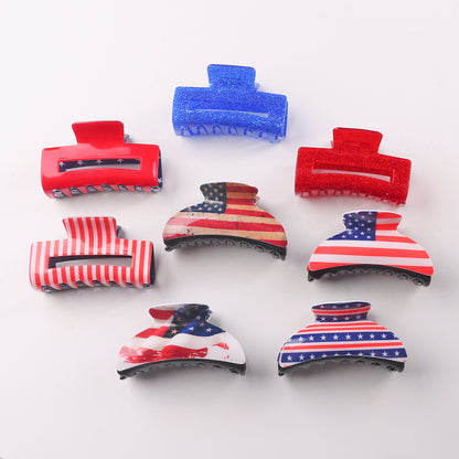 4th of July Stripe Hair Claw Clip Patriotic USA