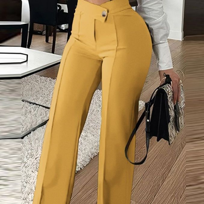 Women's High Waisted Straight Leg Casual Pants Trousers