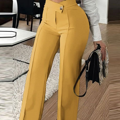 Women's High Waisted Straight Leg Casual Pants Trousers
