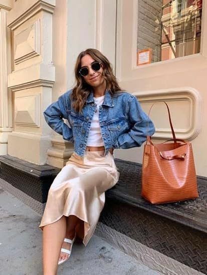 Women's Satin High-Waist Midi Skirt – Elegant Summer Slip Skirt