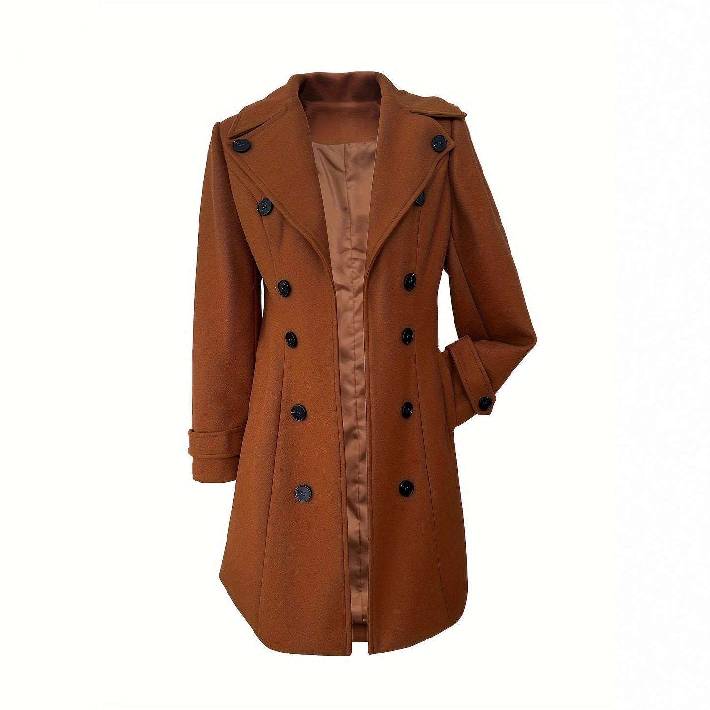 Women's Double Breasted Wool Blend Coat Mid-Length