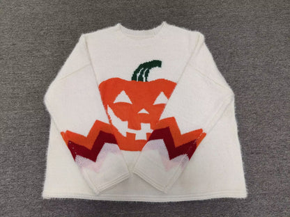 Cozy Oversized Graphic Crewneck Knit Sweater