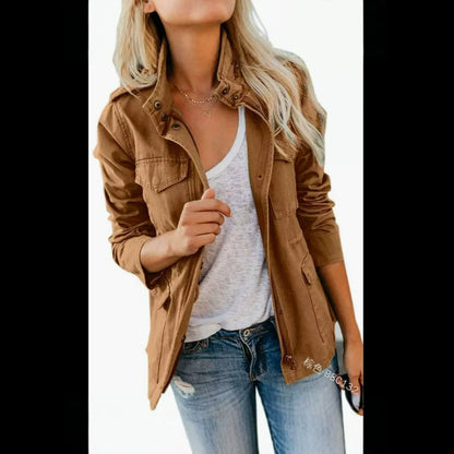 Women's Utility Jacket Zip Up Cargo Pockets Lightweight