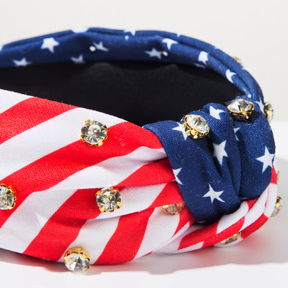 Rhinestone American Flag Headband Patriotic Game Day