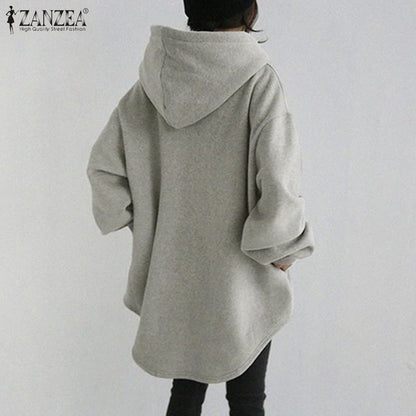 Women's Oversized Hoodie Tunic Pocket Drawstring Pullover
