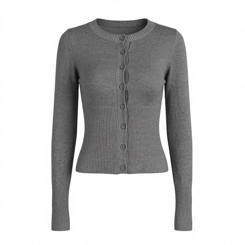 Women's Fitted Button Front Long Sleeve Knit Cardigan