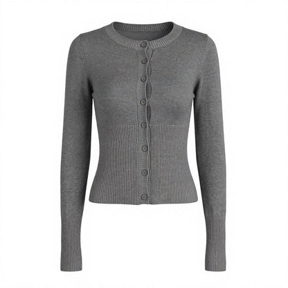 Women's Fitted Button Front Long Sleeve Knit Cardigan