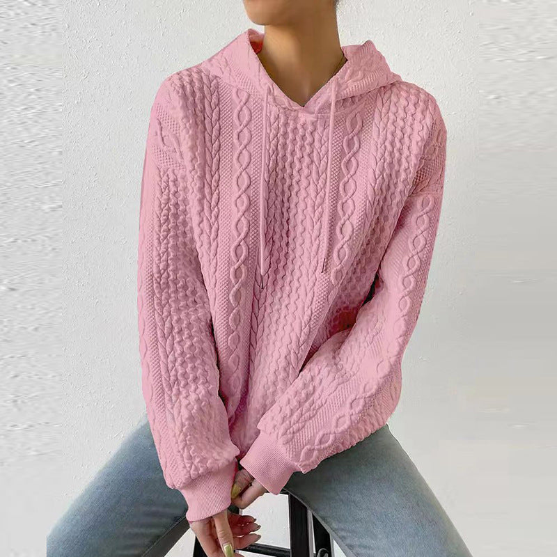 Women's Oversized Cable Knit Hoodie Sweater