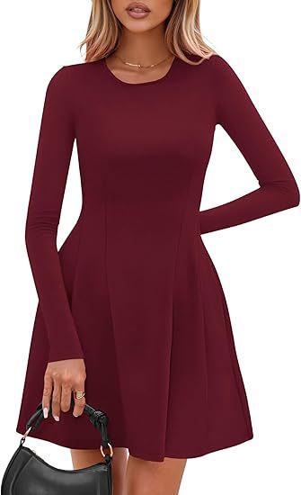 Women's Fall Casual Long Sleeve A-Line Knit Mini Dress