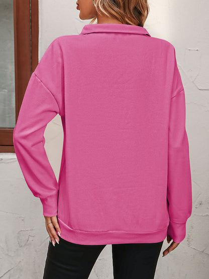 Customizable Half Zip Long Sleeve Casual Pullover Sweatshirt