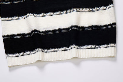 Women's Off Shoulder Striped Crochet Knit Sweater