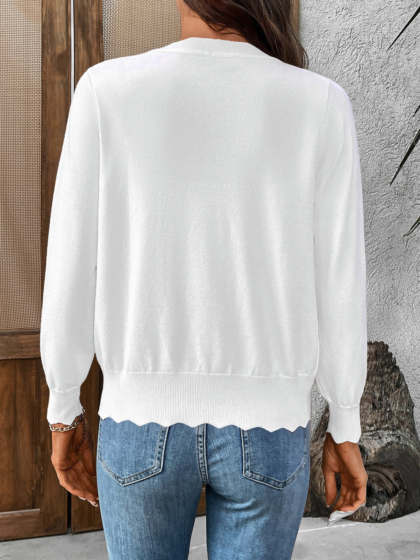Women’s V-Neck Lettuce Edge Knit Cardigan Summer Top