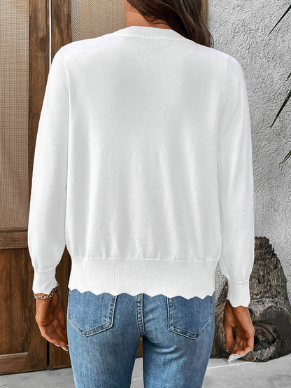 Women’s V-Neck Lettuce Edge Knit Cardigan Summer Top