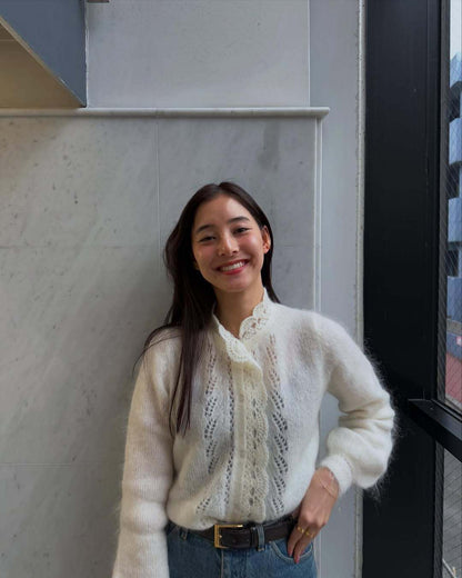 Crochet Lace Button Front Knit Cardigan